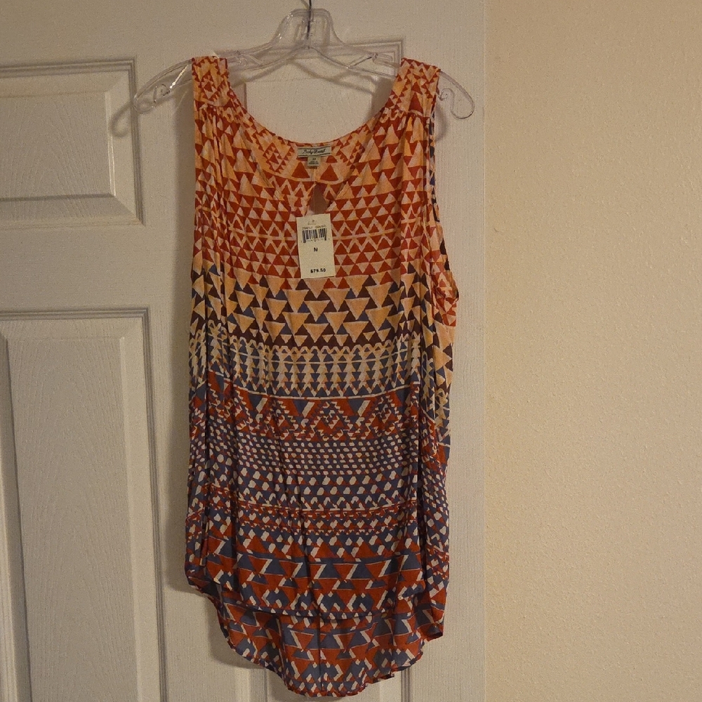 Lucky Brand Orange and Cream Triangle Top